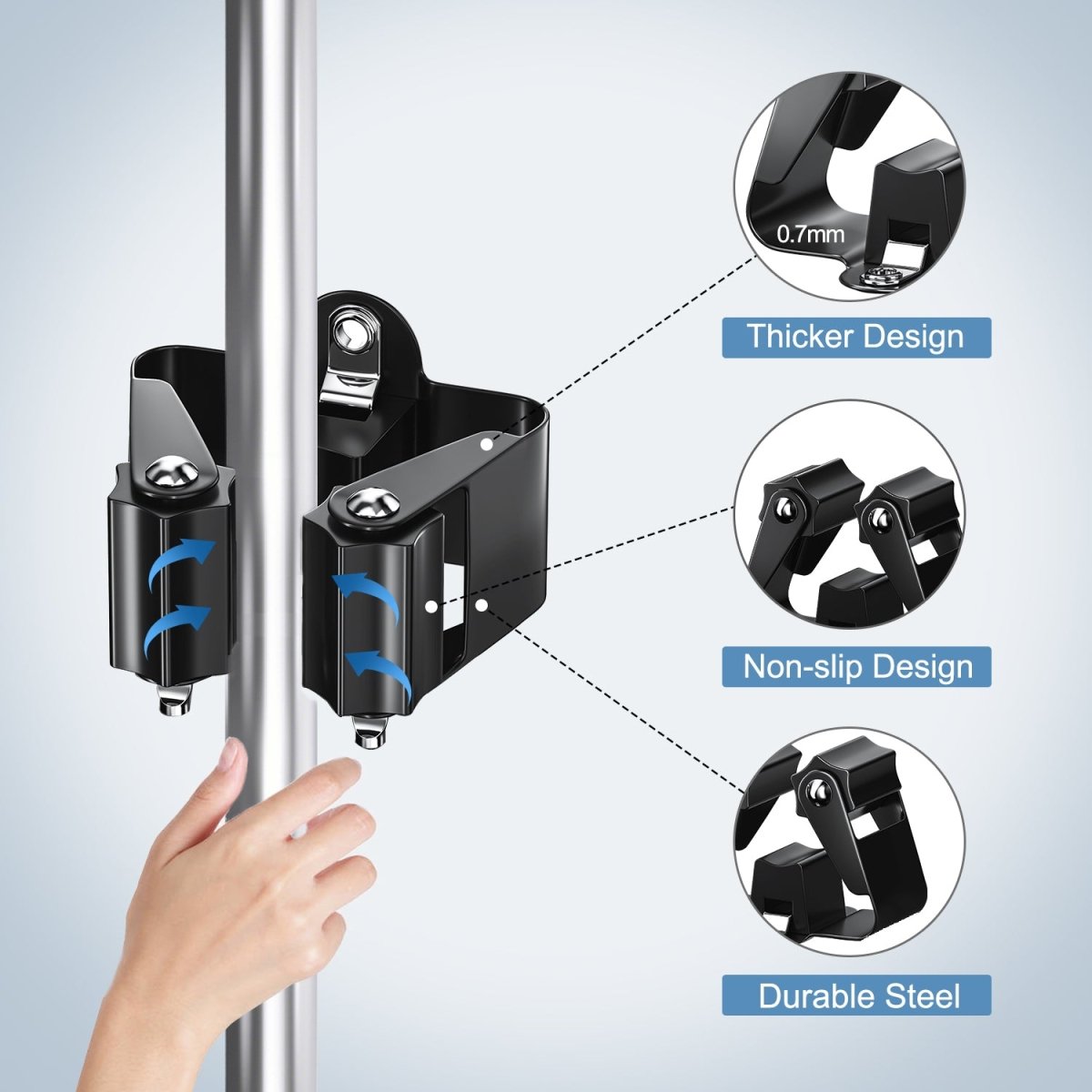 Norvo | TIDYGARD – Holdbar Veggmontert Hageverktøyholder med Antiskli Klemmer for Garasje og Skur Organisering