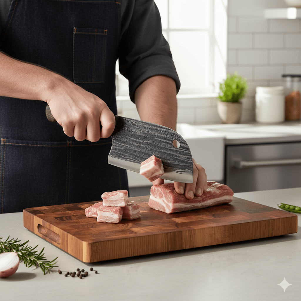 Skanto | TIMBERSERVE – Antibakteriell Akasie Tre Skjærefjøl med Elegant Sjakkbrettdesign