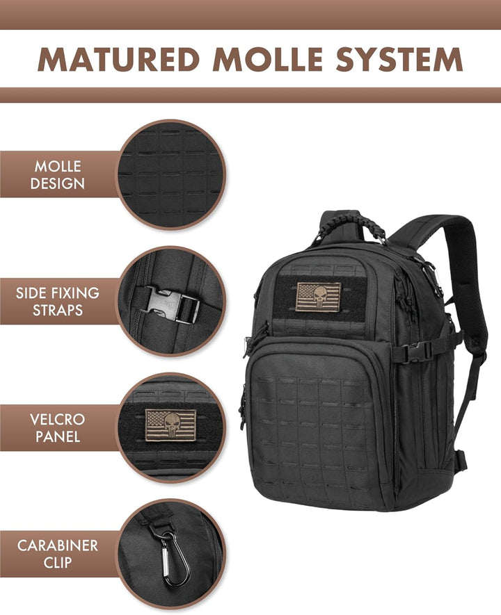 35L Utendørs Taktisk Ryggsekk med Molle System og Laptop Oppbevaring | Skanto