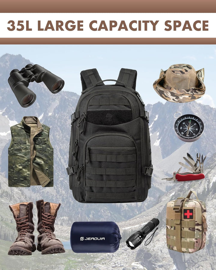 35L Utendørs Taktisk Ryggsekk med Molle System og Laptop Oppbevaring | Skanto