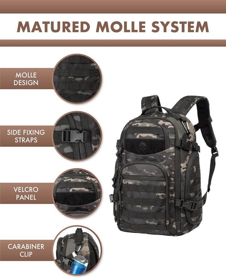 35L Utendørs Taktisk Ryggsekk med Molle System og Laptop Oppbevaring | Skanto