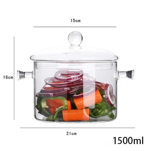 Transparent Glass Soup Pot Household Kitchen Cooking Saucepan Cookware | Skanto