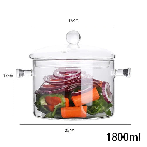 Transparent Glass Soup Pot Household Kitchen Cooking Saucepan Cookware | Skanto