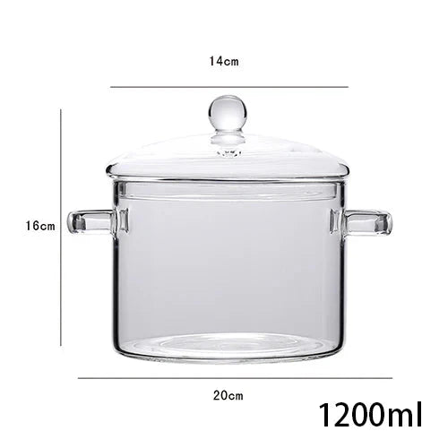 Transparent Glass Soup Pot Household Kitchen Cooking Saucepan Cookware | Skanto