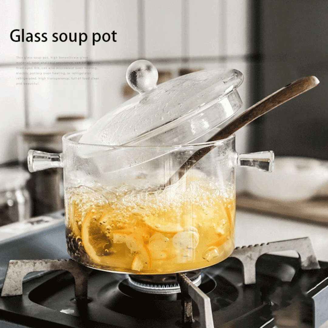 Transparent Glass Soup Pot Household Kitchen Cooking Saucepan Cookware | Skanto