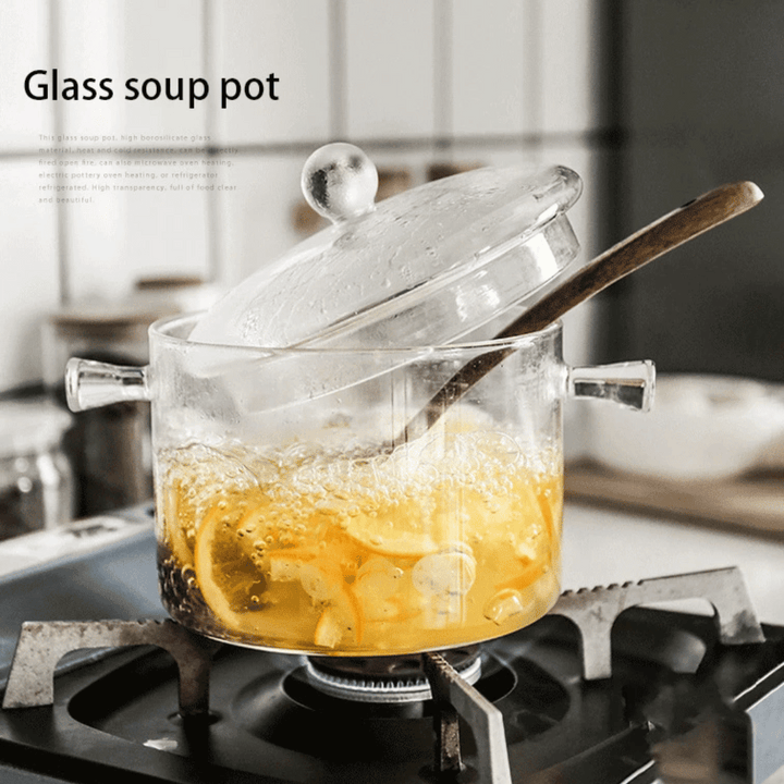 Transparent Glass Soup Pot Household Kitchen Cooking Saucepan Cookware | Skanto