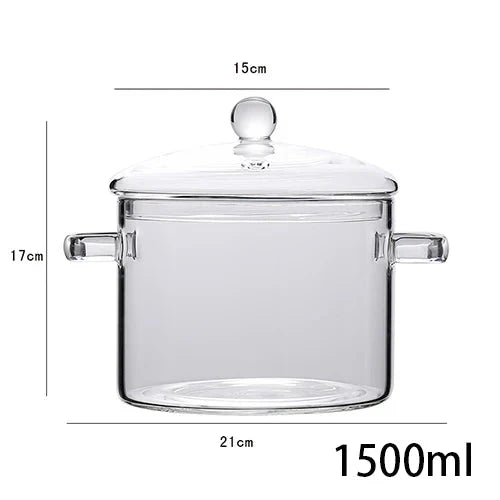 Transparent Glass Soup Pot Household Kitchen Cooking Saucepan Cookware | Skanto