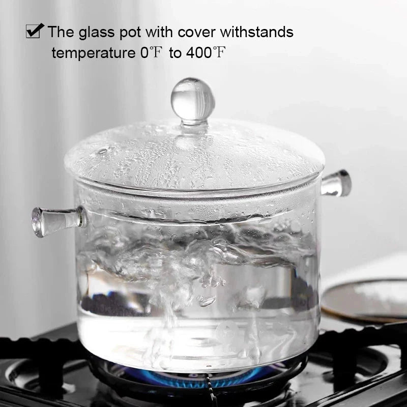 Transparent Glass Soup Pot Household Kitchen Cooking Saucepan Cookware | Skanto
