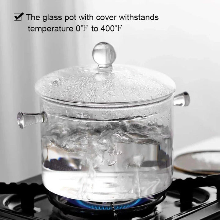 Transparent Glass Soup Pot Household Kitchen Cooking Saucepan Cookware | Skanto