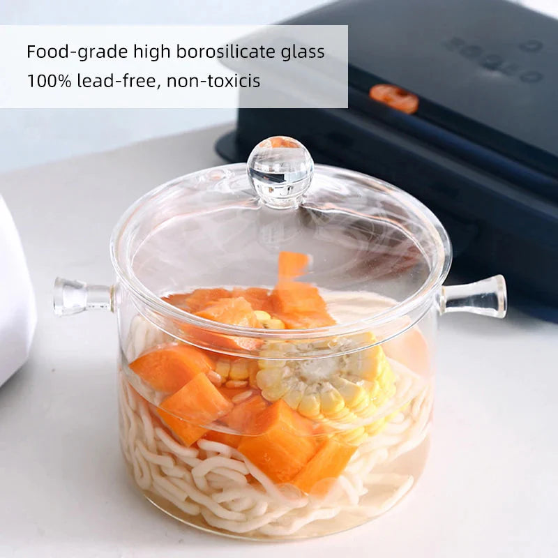 Transparent Glass Soup Pot Household Kitchen Cooking Saucepan Cookware | Skanto