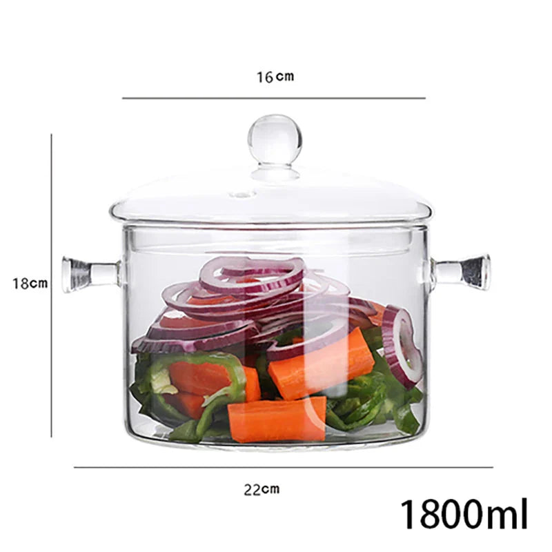 Transparent Glass Soup Pot Household Kitchen Cooking Saucepan Cookware | Skanto