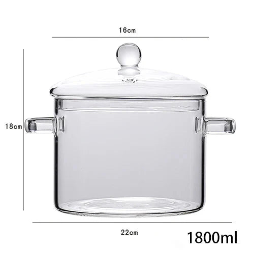 Transparent Glass Soup Pot Household Kitchen Cooking Saucepan Cookware | Skanto
