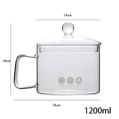 Transparent Glass Soup Pot Household Kitchen Cooking Saucepan Cookware | Skanto