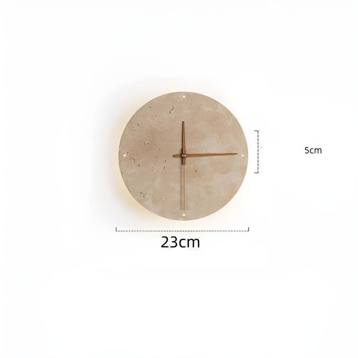 Travertine Veggklokke med LED Lys – Minimalistisk & Dekorativ | Høy- Kvalitets Naturlig Stein Klokke | Skanto