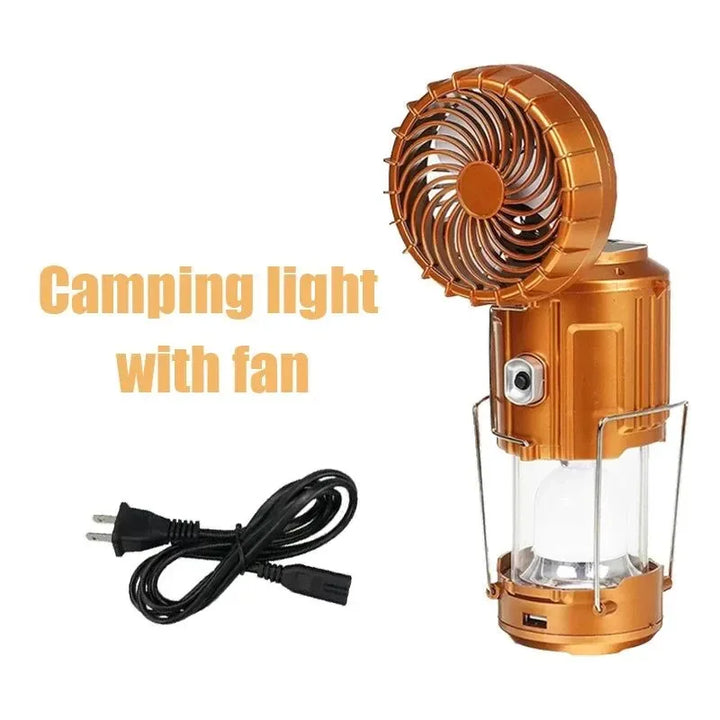 Multifunksjonell Led Campinglys Oppladbar Campinglampe Solenergi Lading Bærbar Vifte Lanterne Nød Utendørs Belysning | Skanto