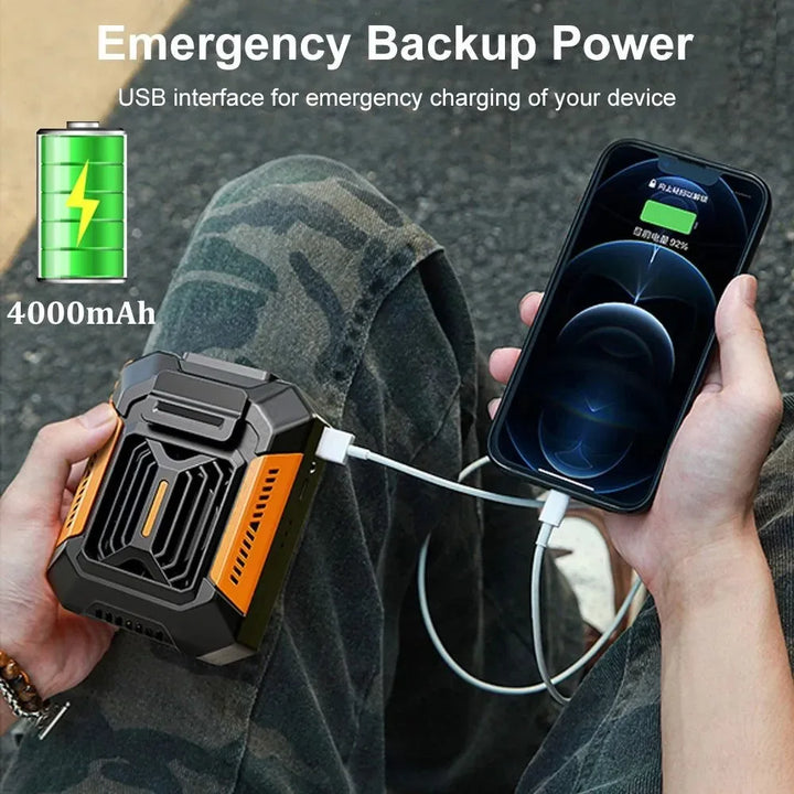 Bærbar midjeclipsvifte | USB-oppladbar hengende vifte for utendørs, camping, løping, sport | Skanto