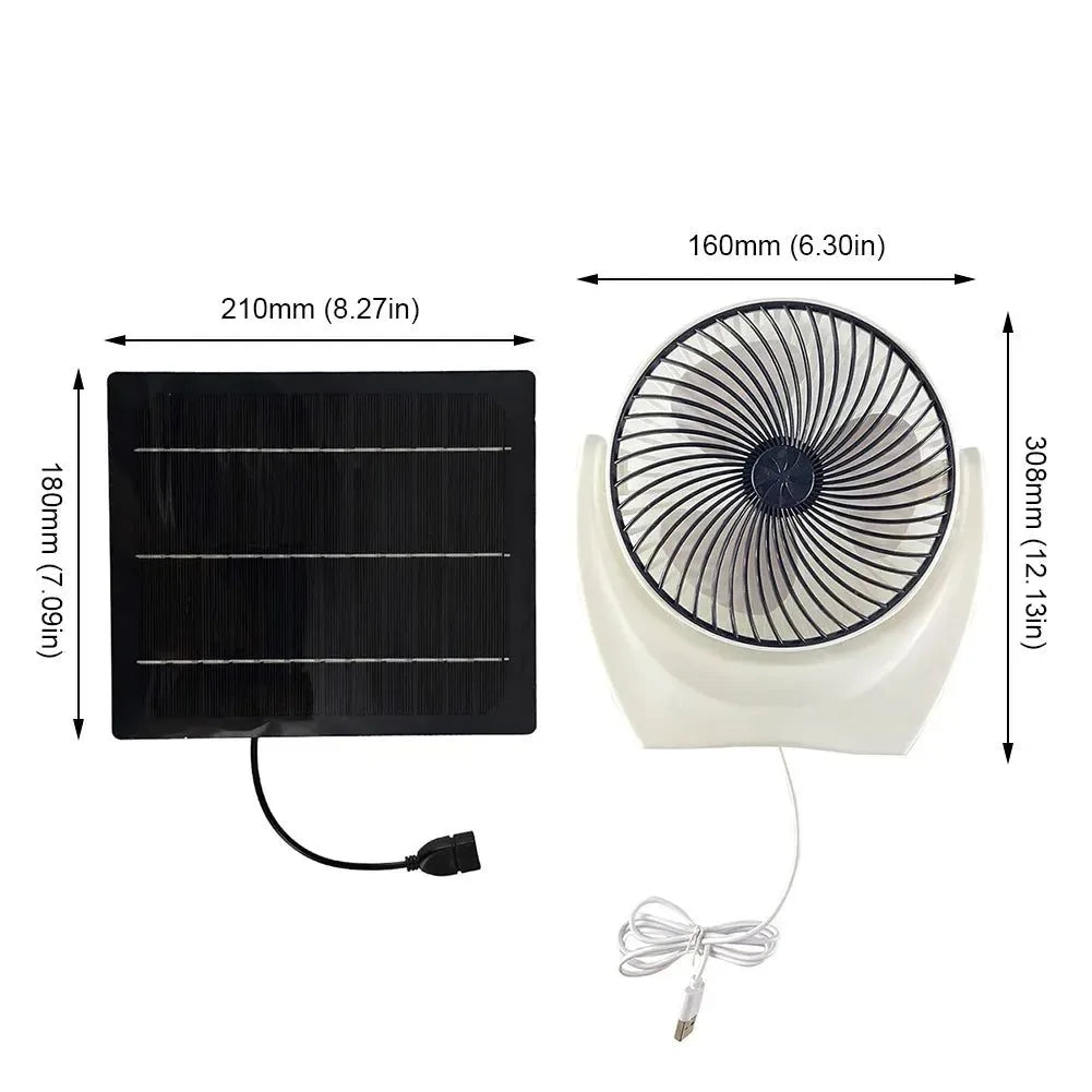 Solcelldrevet campingvifte med USB - Bærbar solvifte for utendørs camping, fotturer, fiske, reise | Skanto