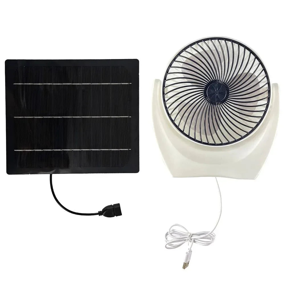 Solcelldrevet campingvifte med USB - Bærbar solvifte for utendørs camping, fotturer, fiske, reise | Skanto