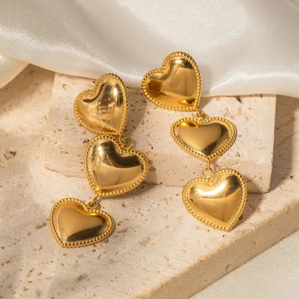 Skanto | Triple Hearts Dråpeøredobber
