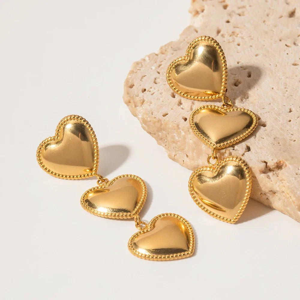 Skanto | Triple Hearts Dråpeøredobber