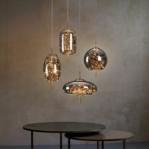 Skanto | Elegant hengende lampe med glasskjerm og fe-motiv