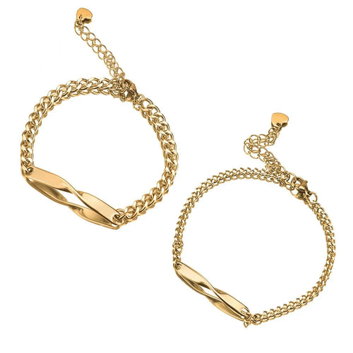 Skanto | Tvinnet Navn & Dato Par Armbånd