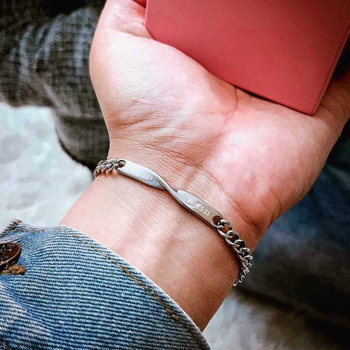 Skanto | Tvinnet Navn & Dato Par Armbånd