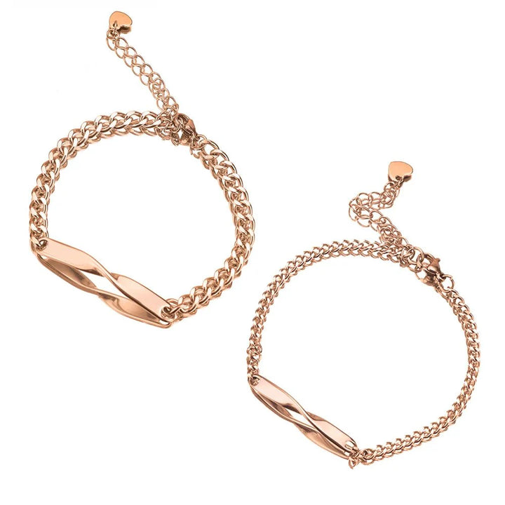 Skanto | Tvinnet Navn & Dato Par Armbånd