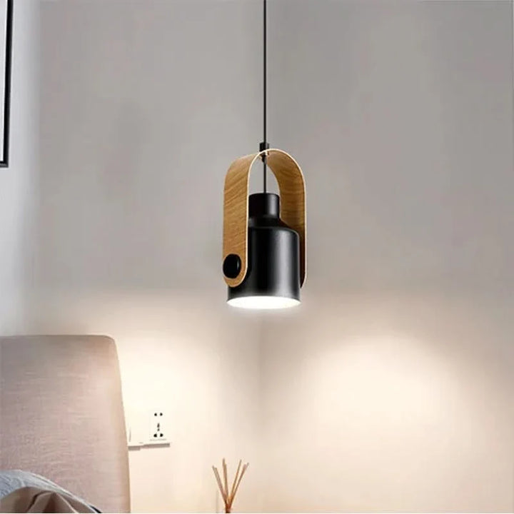 Skanto | Nordisk Tre & Metall Pendellampe – Minimalistisk Hengende Lys