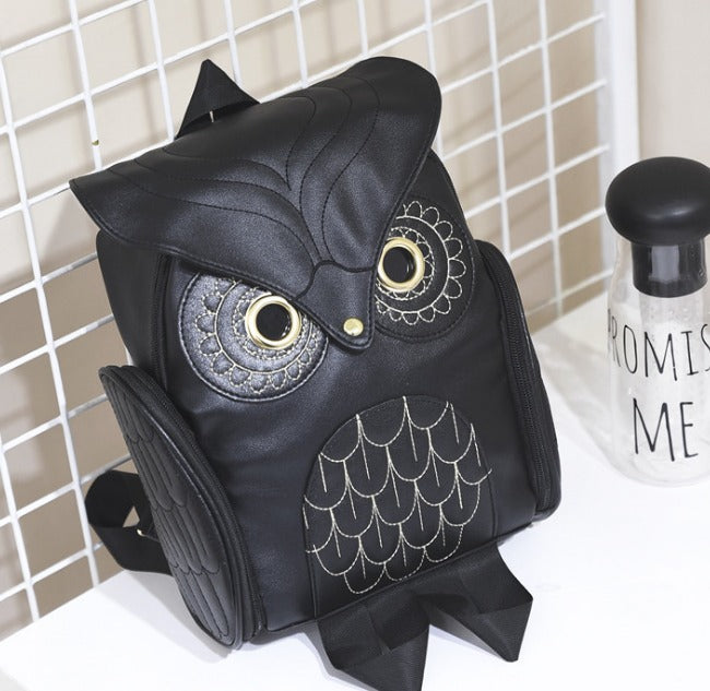 PU lærveske med ugletrykk for kvinner – Multi-lomme design | Skanto