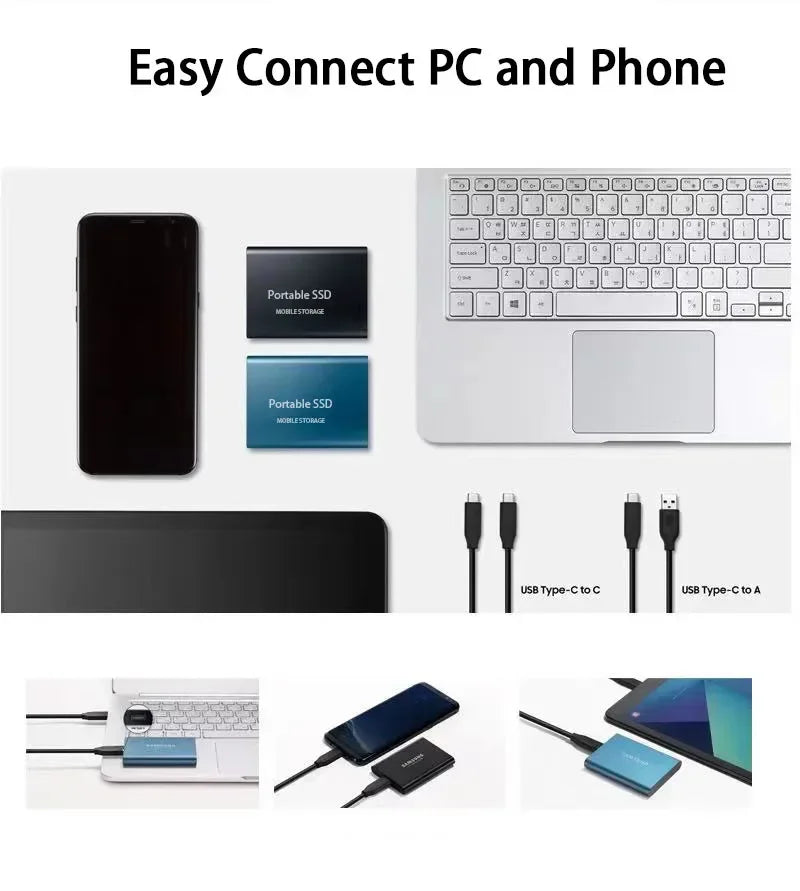 Tragbare ekstern SSD | Schneller USB 3.1 Typ-C-Speicher | Til 128 GB