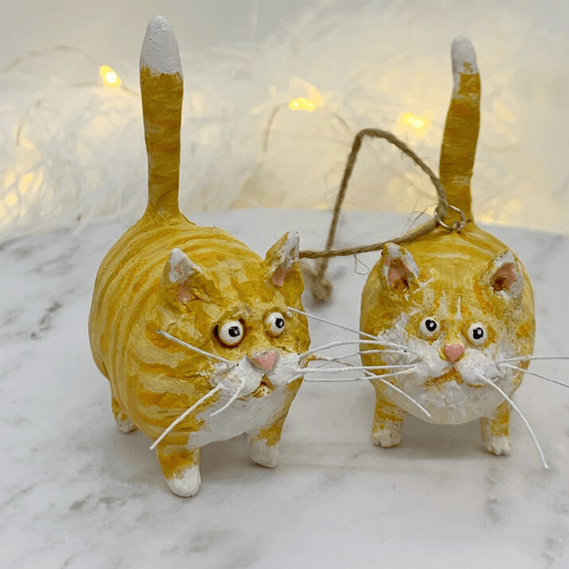 Unik Håndlaget Katte Juleornament - Purrfect Ferie Oppheng Skanto