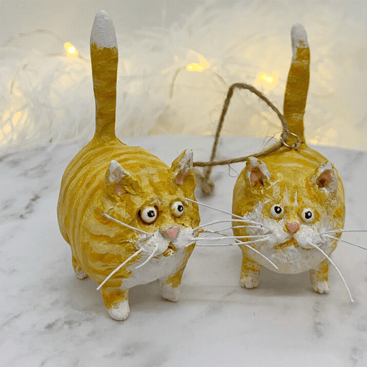 Unik Håndlaget Katte Juleornament - Purrfect Ferie Oppheng Skanto