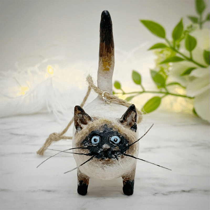 Unik Håndlaget Katte Juleornament - Purrfect Ferie Oppheng Skanto