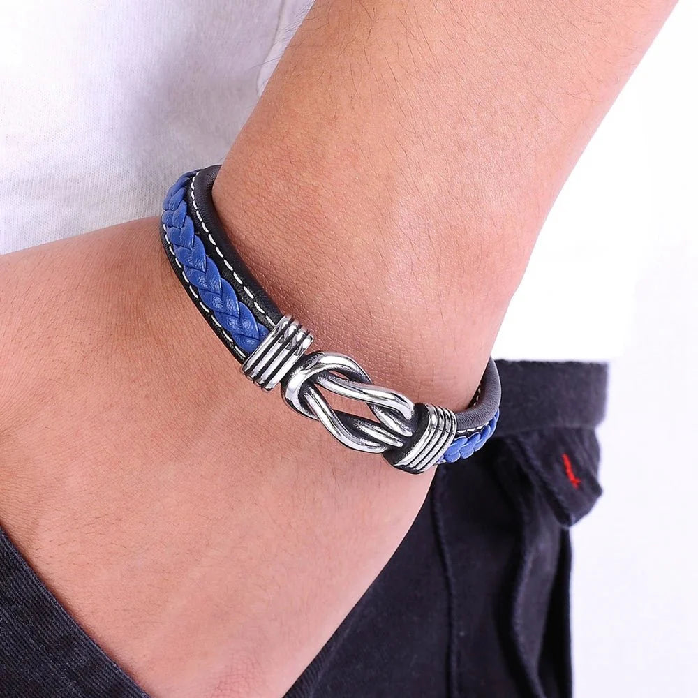 Skanto | Unisex Evig Kjærlighets Knute Lær Armbånd