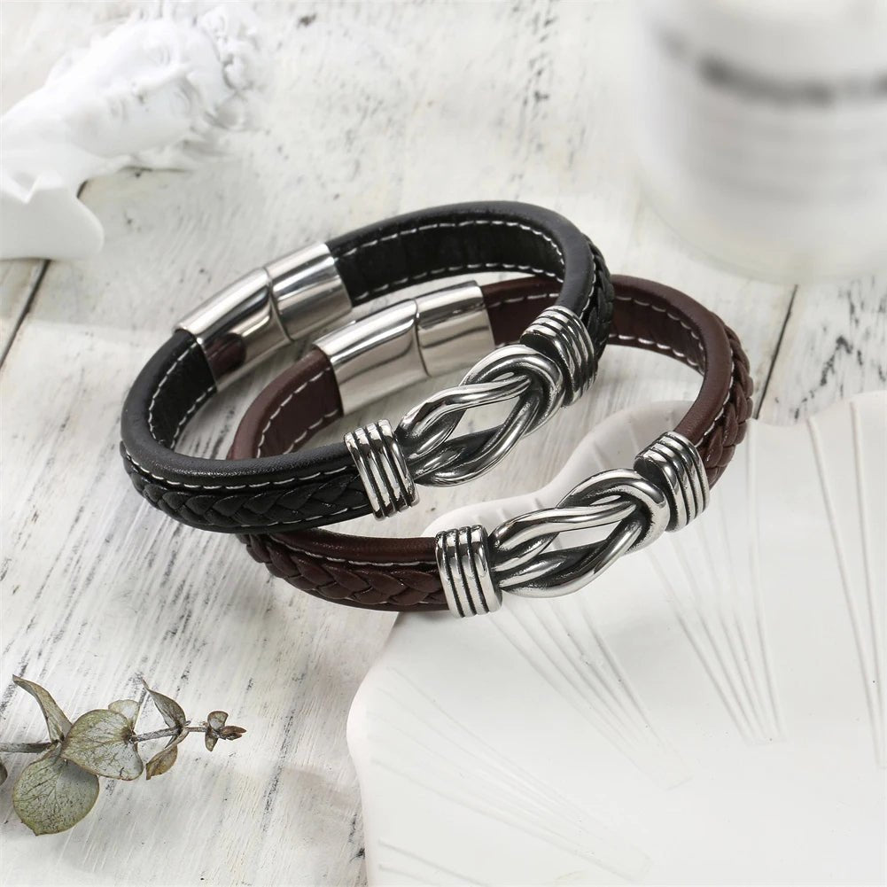 Skanto | Unisex Evig Kjærlighets Knute Lær Armbånd