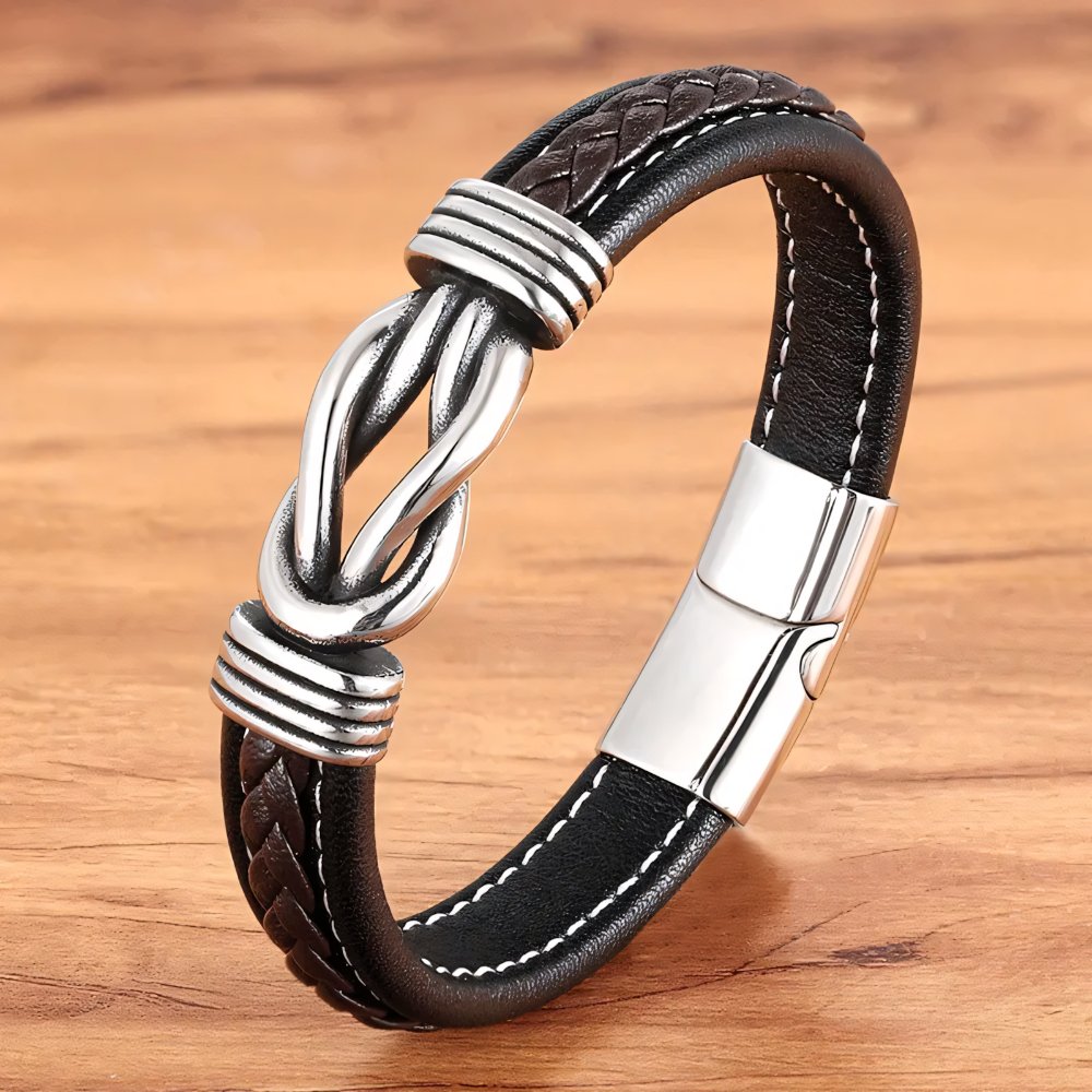 Skanto | Unisex Evig Kjærlighets Knute Lær Armbånd