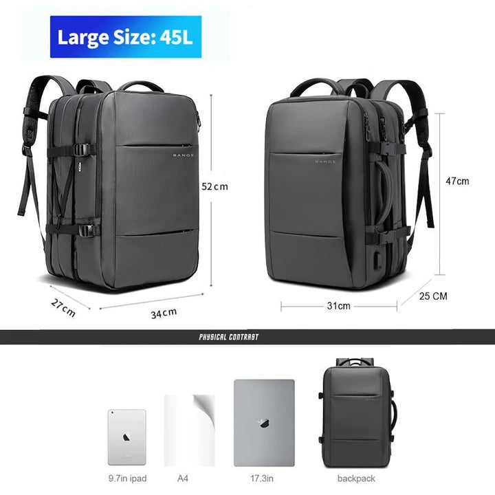 Skanto | URBANFORM Business Ryggsekk – Utvidbar, Vanntett, USB Ladeport & 17,3" Laptoprom