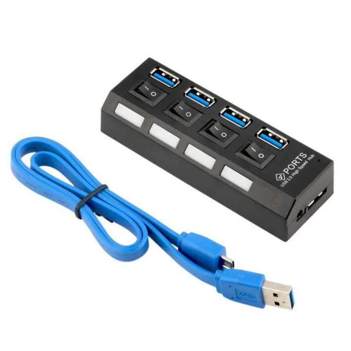 Skanto | USB 3.0 Hub 4 Porter Super Hastighet 5Gbps og Hub Med av/på-bryter For Windows Mac OS Linux