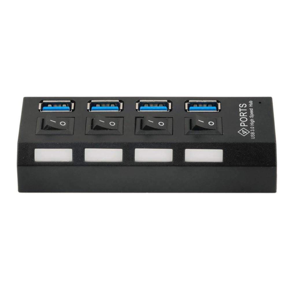 Skanto | USB 3.0 Hub 4 Porter Super Hastighet 5Gbps og Hub Med av/på-bryter For Windows Mac OS Linux