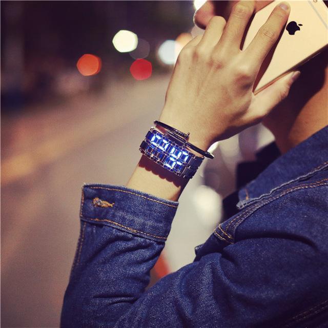 Skanto | IcoolGadgets Koreansk stil menn kvinner digitale armbåndsur kreative LED lys elektronisk mann kvinne klokke mote uformell par armbåndsur
