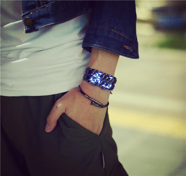 Skanto | IcoolGadgets Koreansk stil menn kvinner digitale armbåndsur kreative LED lys elektronisk mann kvinne klokke mote uformell par armbåndsur