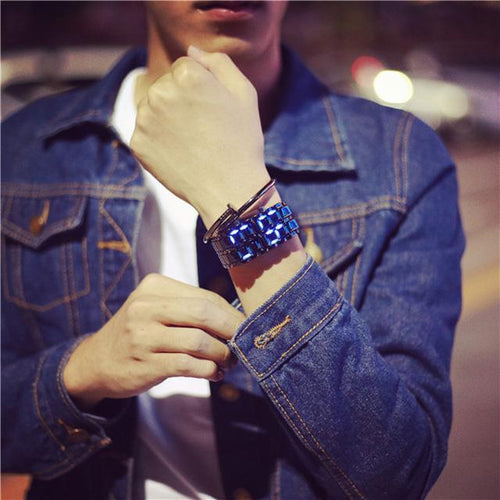 Skanto | IcoolGadgets Koreansk stil menn kvinner digitale armbåndsur kreative LED lys elektronisk mann kvinne klokke mote uformell par armbåndsur