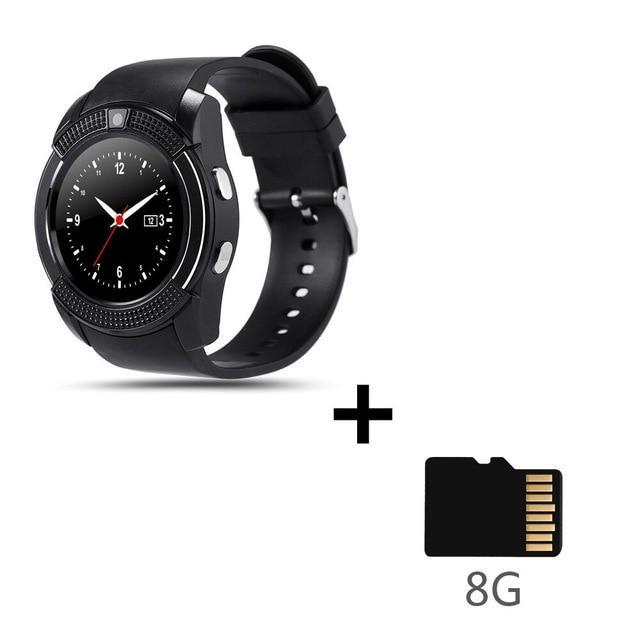 Skanto | Sport Men Smart Watch v8 simkort android kamera rundet Svar Anrop Ring Anrop Smartklokke Hjertefrekvens Fitness Tracker