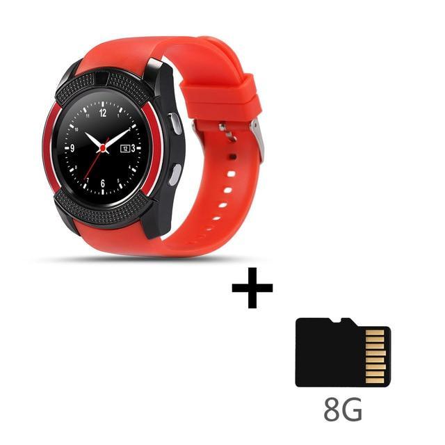 Skanto | Sport Men Smart Watch v8 simkort android kamera rundet Svar Anrop Ring Anrop Smartklokke Hjertefrekvens Fitness Tracker