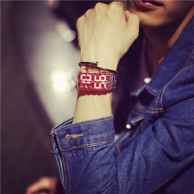 Skanto | IcoolGadgets Koreansk stil menn kvinner digitale armbåndsur kreative LED lys elektronisk mann kvinne klokke mote uformell par armbåndsur