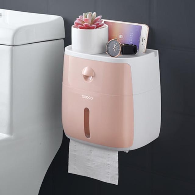 Skanto | LF82003 toalettpapirholder plast badeværelse dobbel papirlommekasse vegghengt papirhylle oppbevaringsboks toalettpapir dispenser
