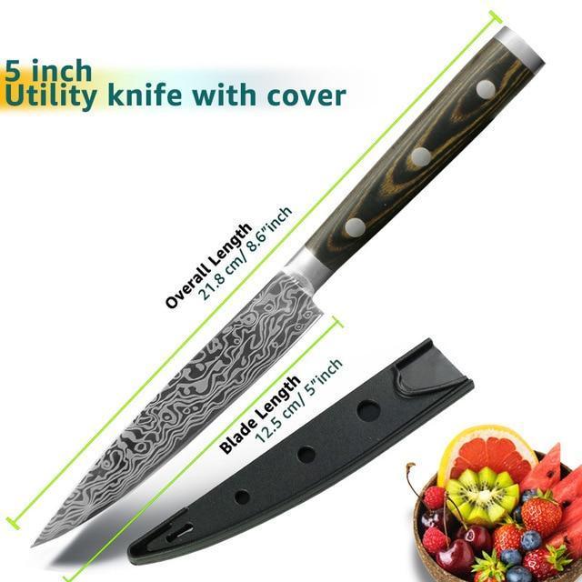 Skanto | Santoku japansk profesjonell kokkekniv 8 tommer høykarbon rustfritt stål