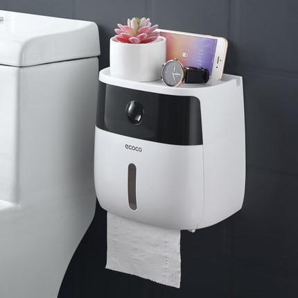 Skanto | LF82003 toalettpapirholder plast badeværelse dobbel papirlommekasse vegghengt papirhylle oppbevaringsboks toalettpapir dispenser
