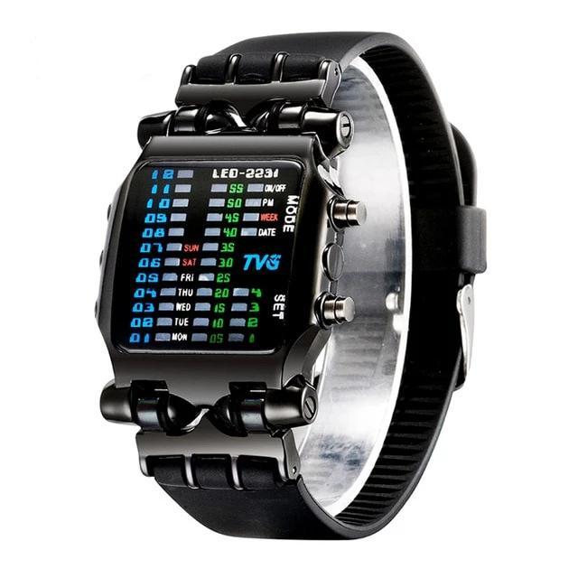 Skanto | Luksusklokker Menn Moteklokke Gummireim LED Digital Klokke Menn Vanntett Sports Militærklokker Relogios Masculino
